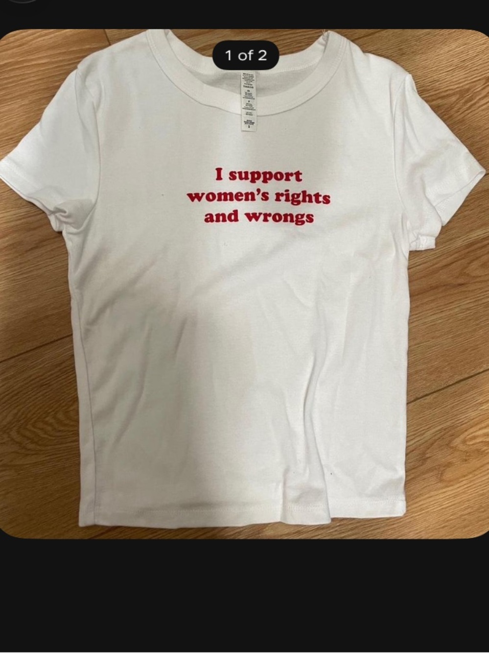 White Short Sleeve Graphic Tee with Red Script